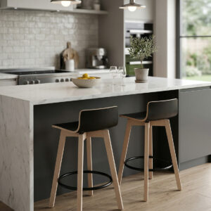 2'li Set Munich Natural Ahşap Laminatlı Counter Bar Sandalyesi Ada Mutfak Sandalyesi Demonte